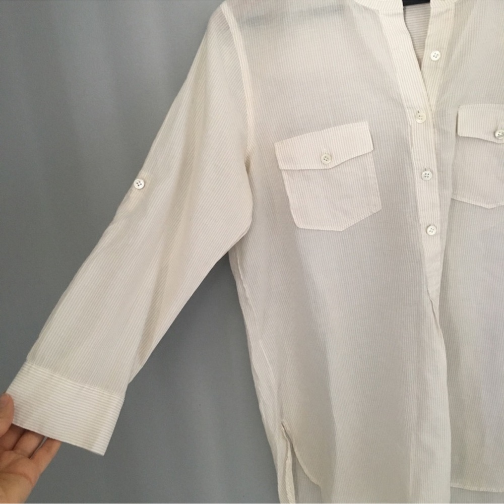 Theory White Button-Up Blouse - Picture 6 of 8